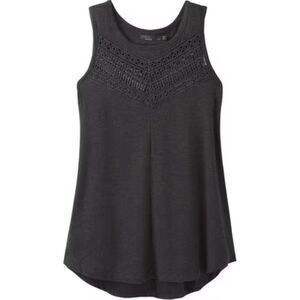 PrAna Petra Swing Tank Organic Cotton Blend Knit Detail on Front and Back Size L